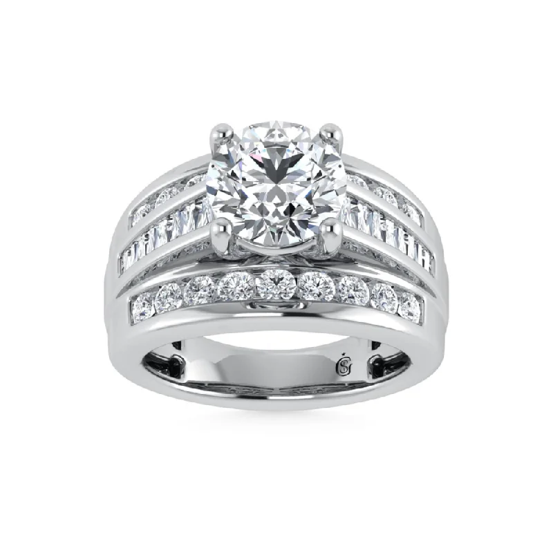 3 7/8 Ctw Round Lab Grown Diamond Engagement Ring in White Gold