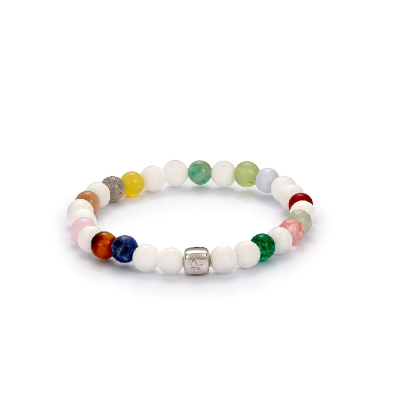 ColorUp Positano (6mm) Silver Bracelet w. Quartz, Aquamarine, Agate, Amazonite, Opal, Laboradorite, Moonstone & Tiger's Eye