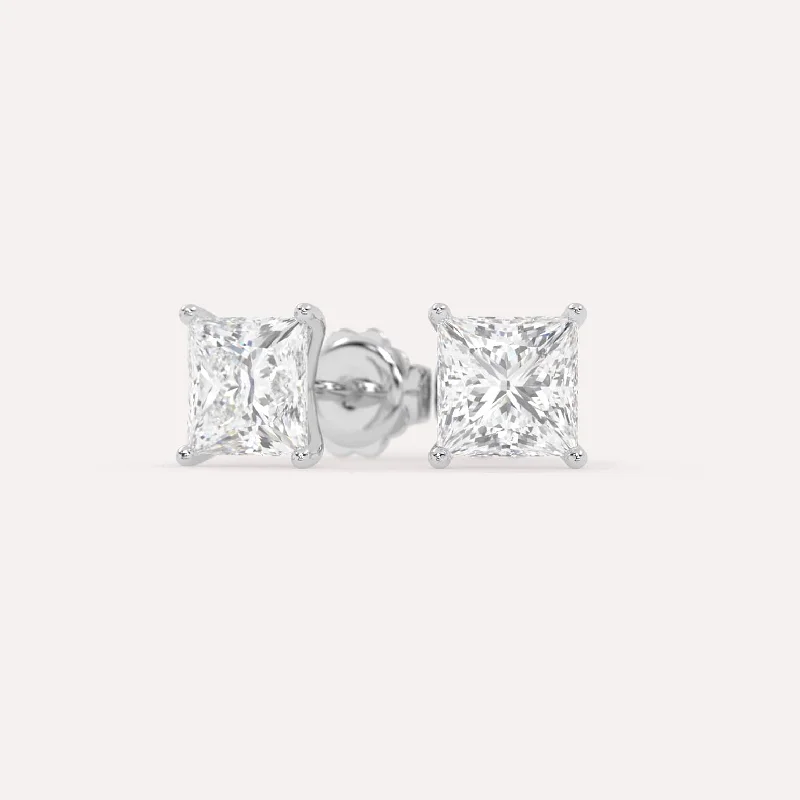 4 carat Princess Diamond Stud Earrings