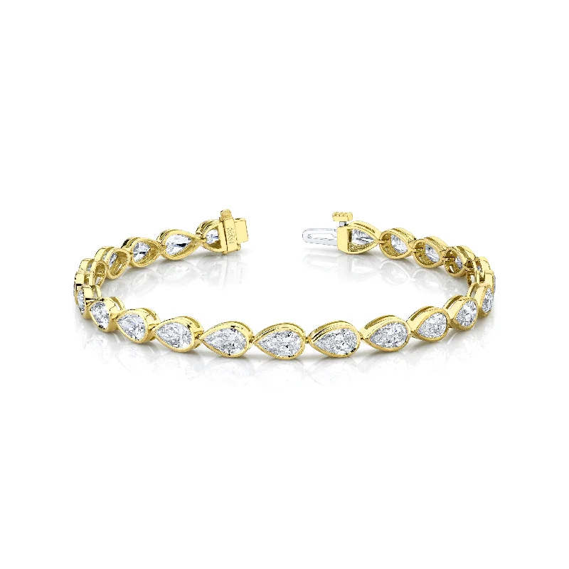 East West Pear Shape Bezel Set Tennis Bracelet