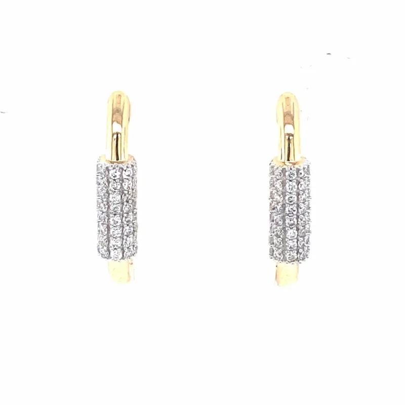 Diamond Bar Accented Elongated Hoop Earrings