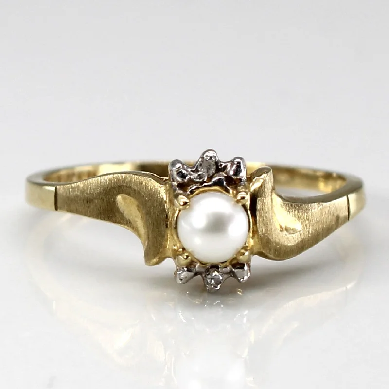 Pearl & Diamond Ring | 0.005ctw | SZ 6.75 |