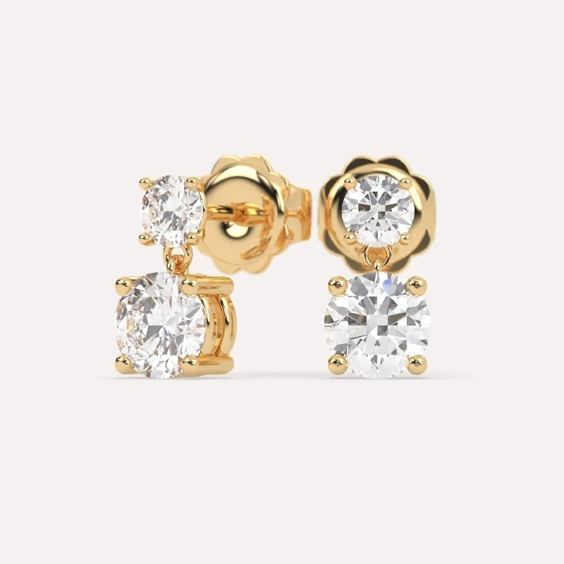 2 carat Round Diamond Drop Earrings