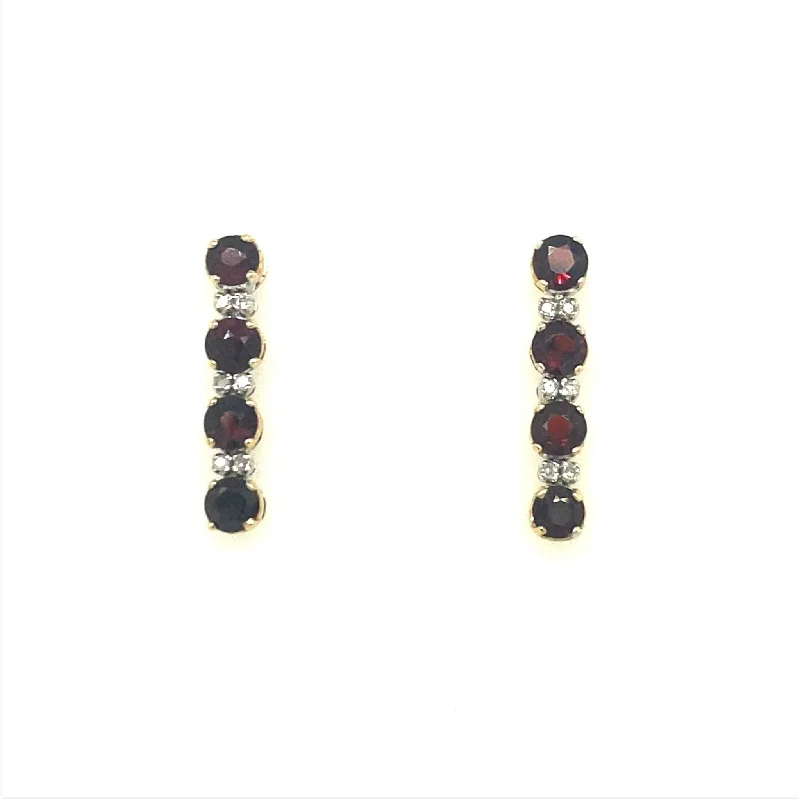 Garnet and Diamond Dangle Earrings