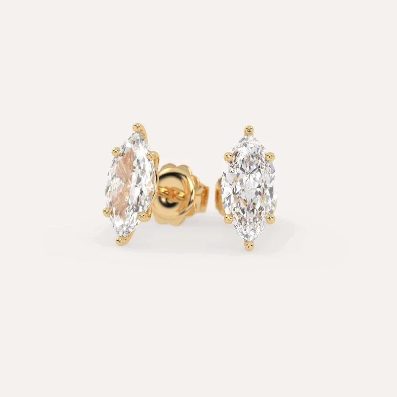 3 carat Marquise Diamond Stud Earrings