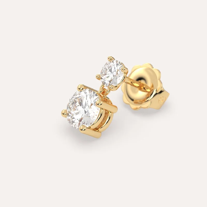 1 carat Single Round Diamond Drop Earring