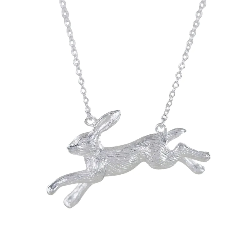 Sterling Silver Running Hare Necklace