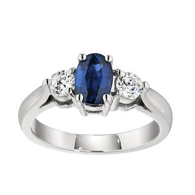 Large Oval Sapphire and Diamond Ring