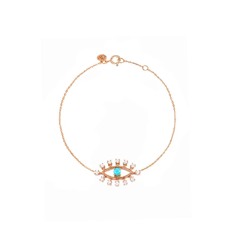 Evil Eye 18K Rose Gold Bracelet w. Diamonds