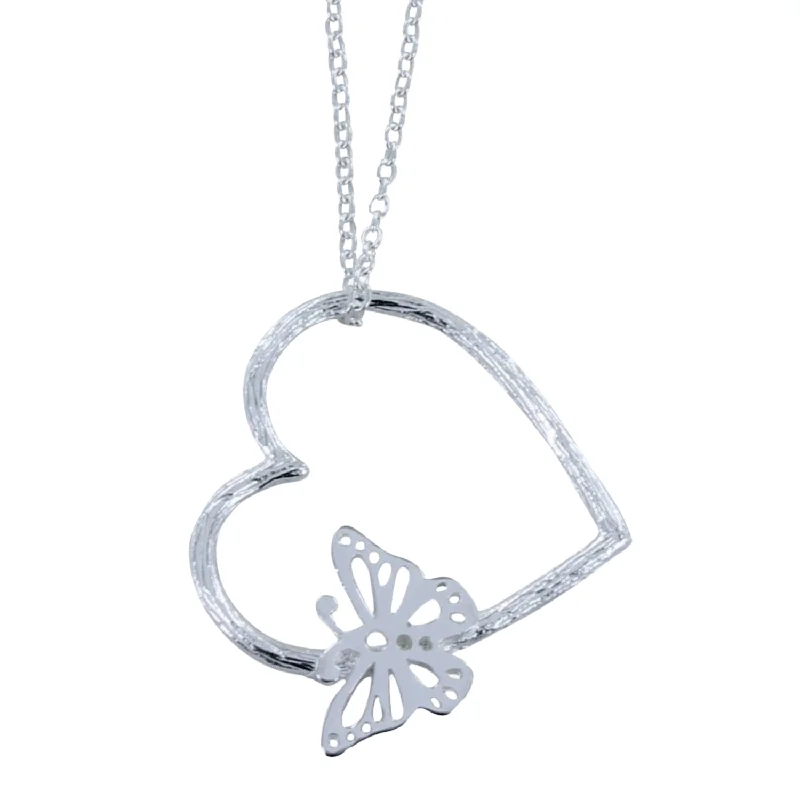 Sterling Silver Butterfly in Heart Necklace