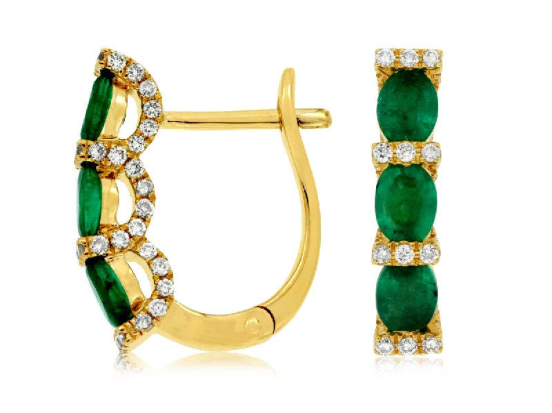 Emerald and Diamond Huggie Earrings