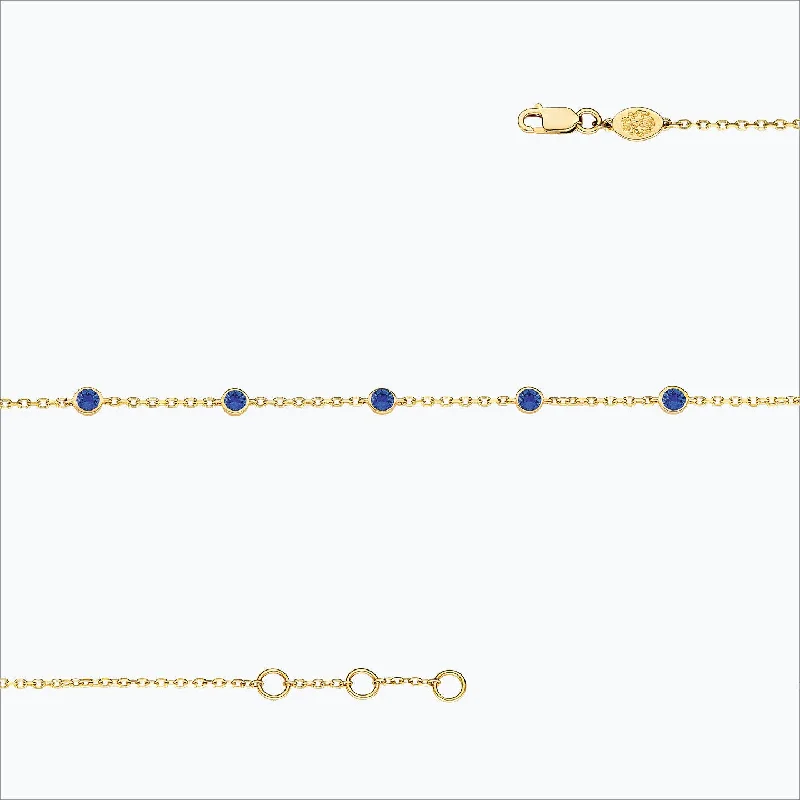 5 Stone 18K Gold Bracelet w. Blue Sapphires