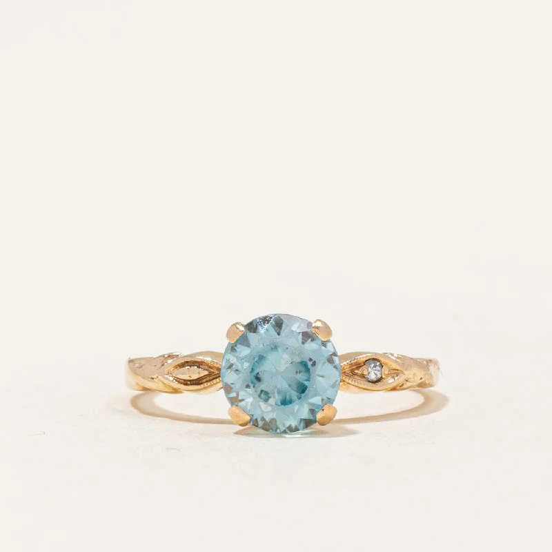 Blue Zircon & Diamond Ring | 1.85ct, 0.01ct | SZ 5.25 |