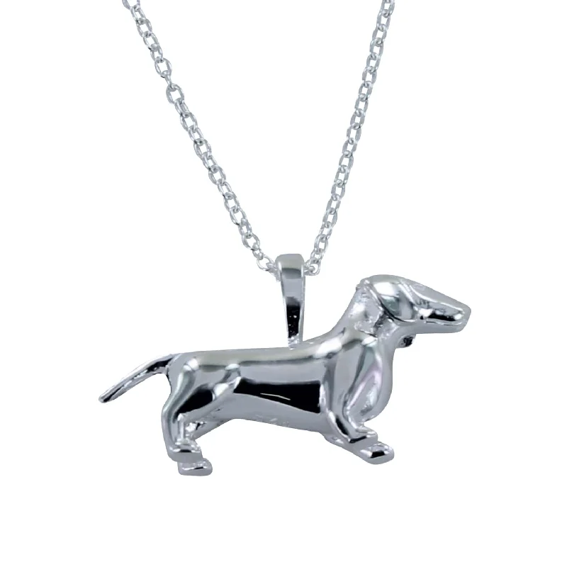 Sterling Silver 3D Dachshund Dog Necklace