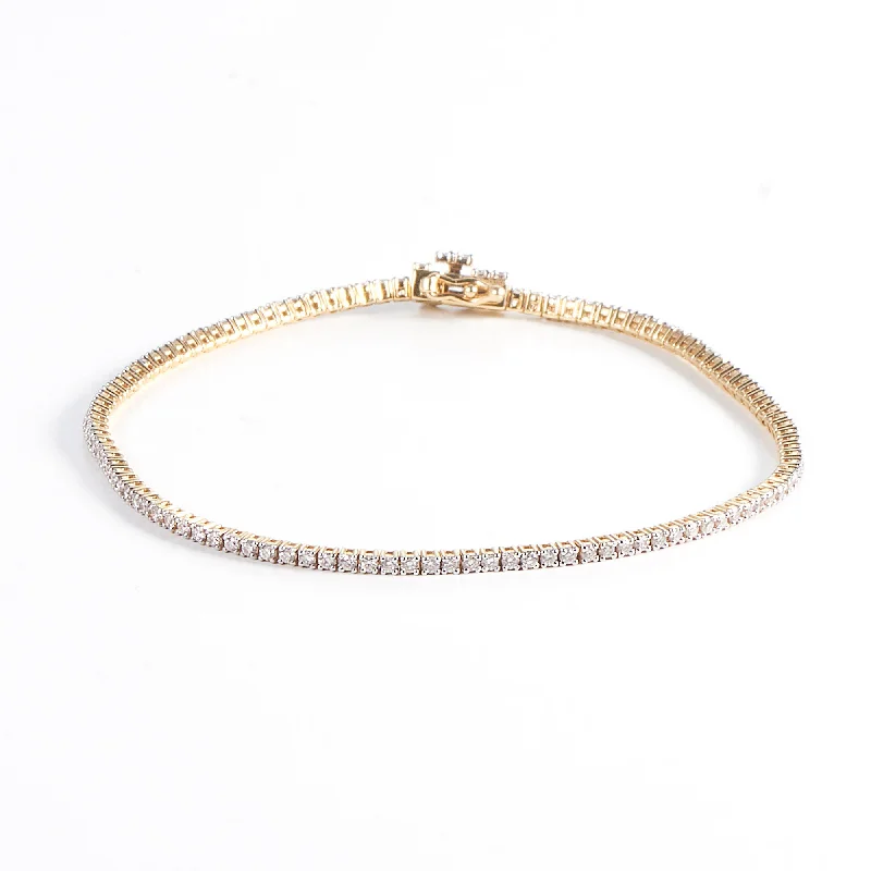 Tennis 14K Gold Bracelet w. 1ct Diamonds