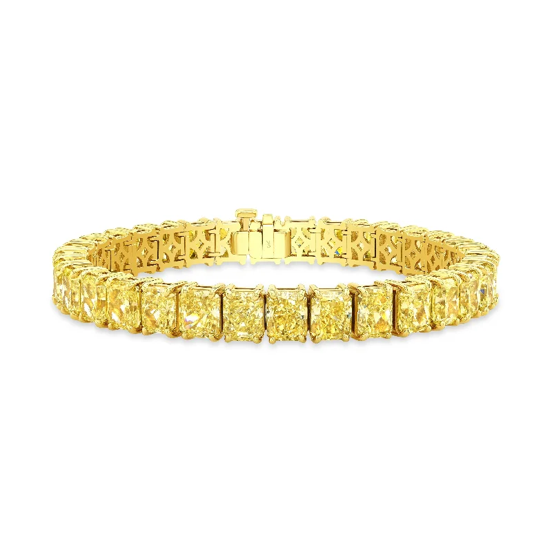 Fancy Yellow Radiant Cut Diamond Bracelet