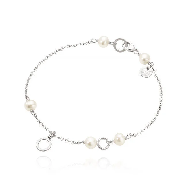 Piccolo Silver Bracelet w. White Pearls