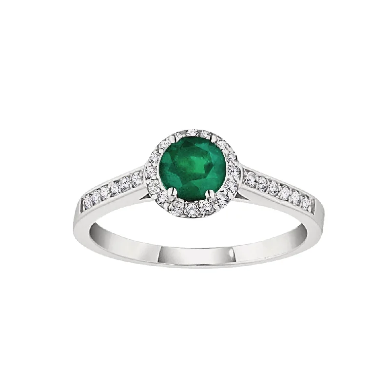 Halo Emerald and Diamond Ring