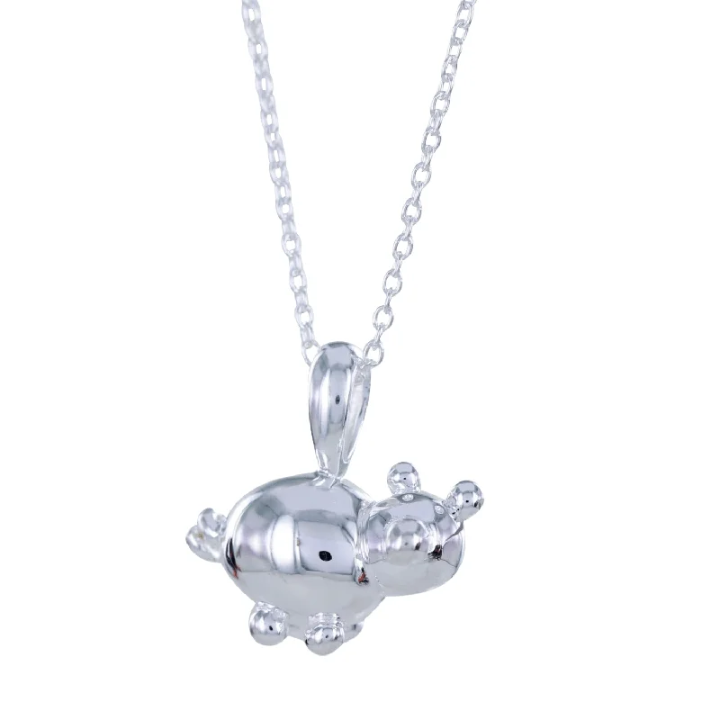 Sterling Silver Balloon Design Pig Necklace