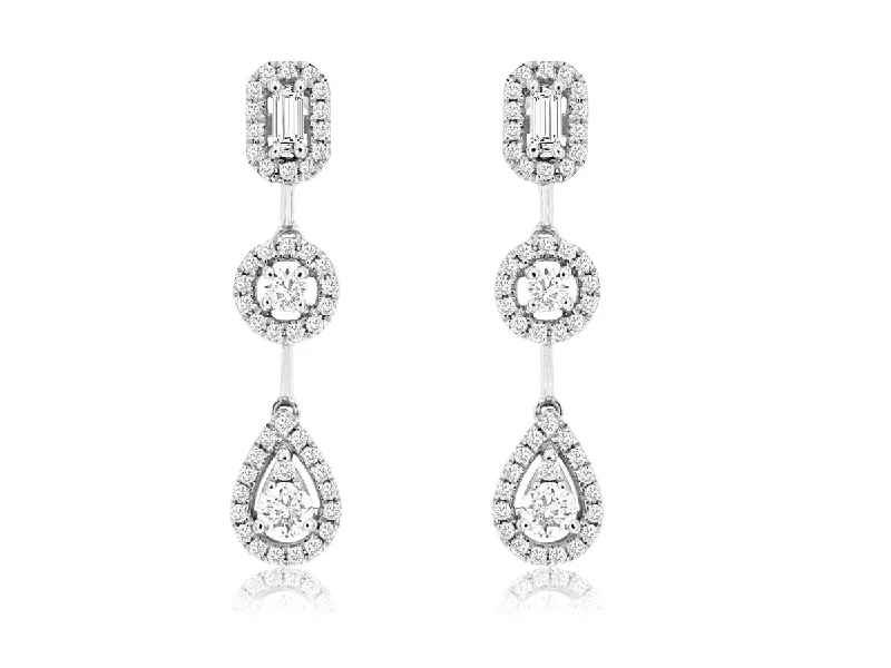 Triple Drop Diamond Dangle Earrings