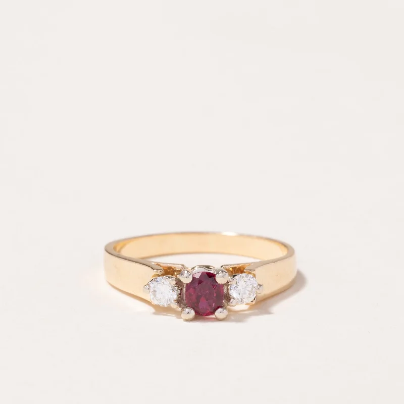 14k Yellow Gold Ruby & Diamond Ring | 0.22ct, 0.20ctw | SZ 7.75