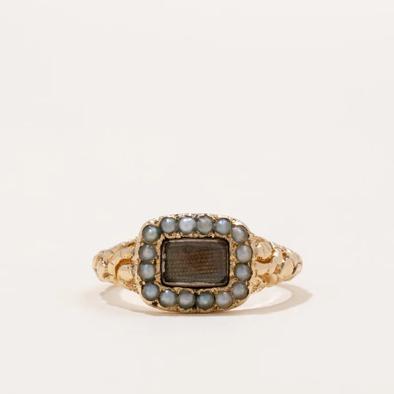 Georgian Mourning Seed Pearl Ring | SZ 7.75 |