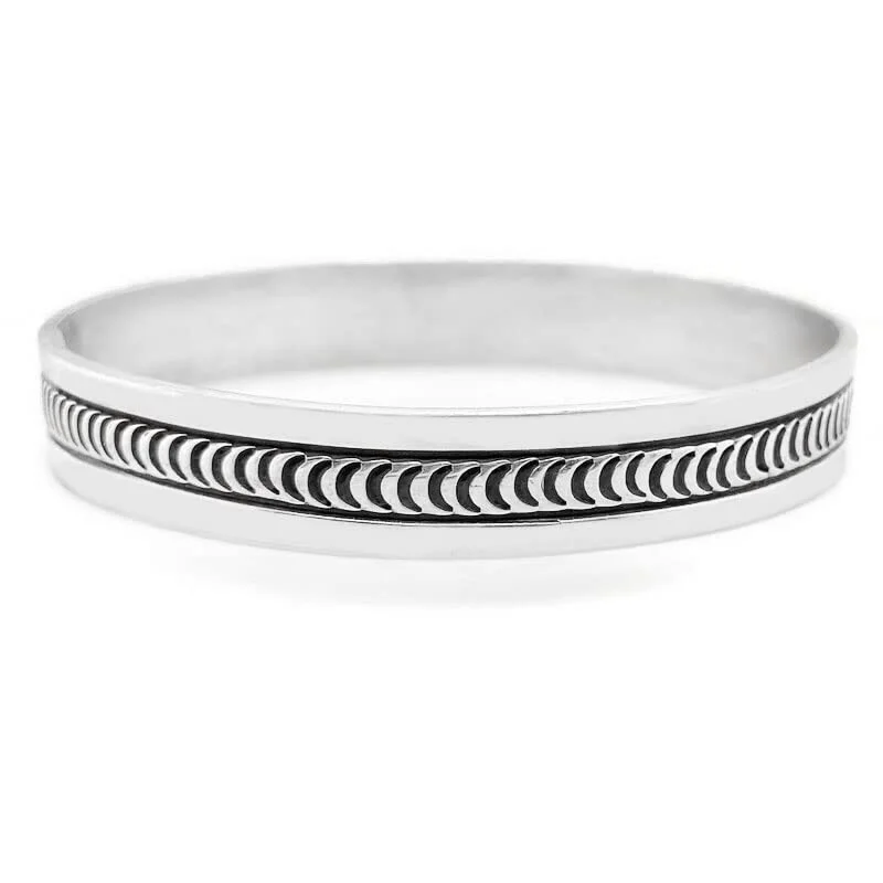 Genuine Sterling Silver, Bangle Bracelet, Authentic Navajo Native American USA Handmade