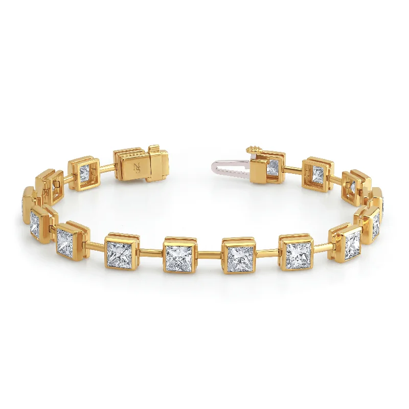 Princess Cut Diamond Bezel-set Bracelet