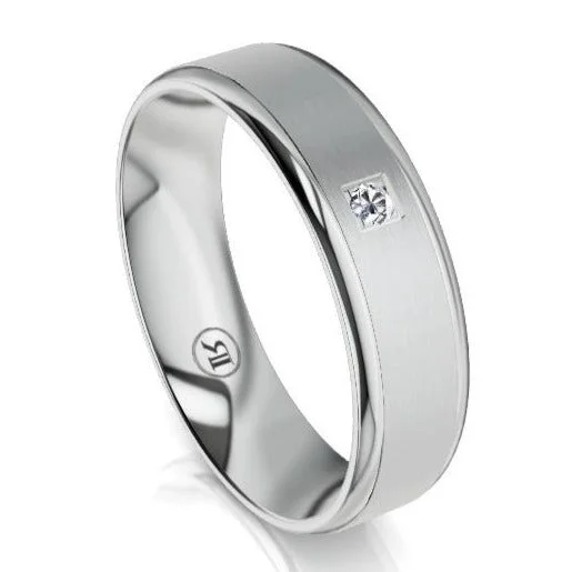 The Astley White Gold Diamond Mens Wedding Ring