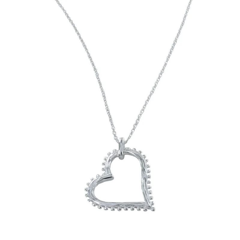 Dotty Design Sterling Silver Heart Necklace