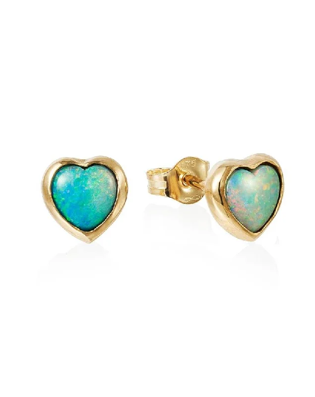 Loveheart Opal Stud Earrings