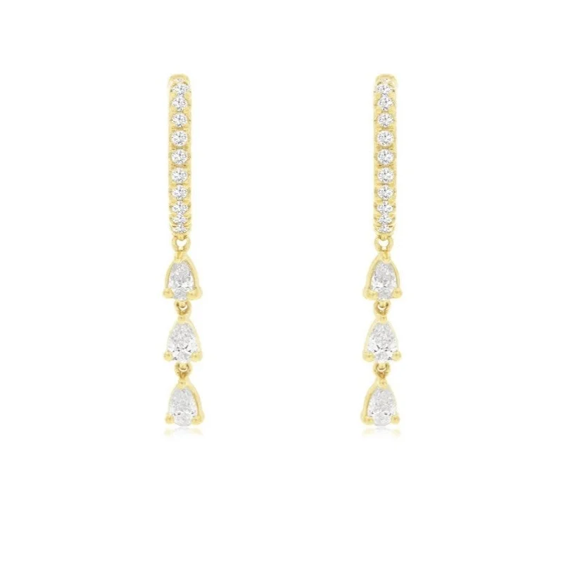 Pear Shaped and Round Diamond Dangle Earrings