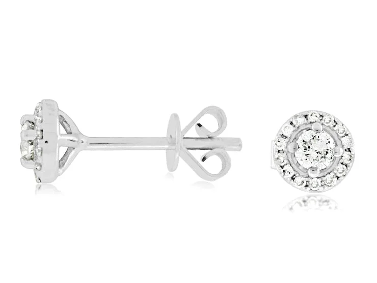 Diamond Halo Stud Earrings