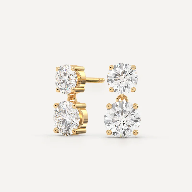 Yellow Gold Diamond Drop Earrings