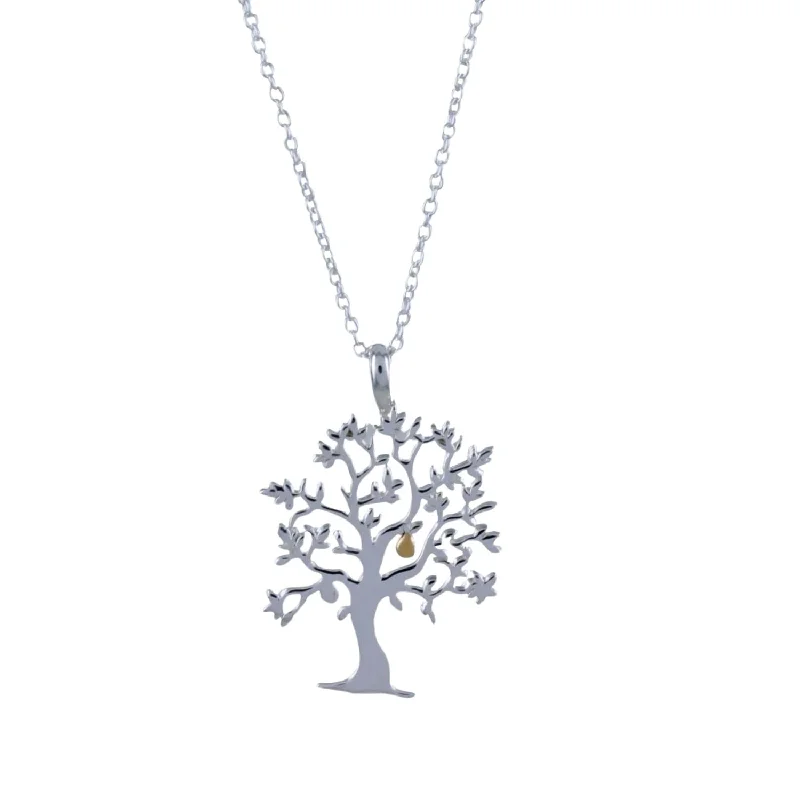 Sterling Silver and Gold Plated Nut Tree Necklace