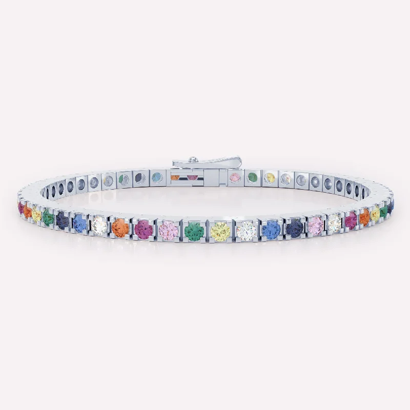 The LOEV Rainbow Tennis 18K Whitegold Bracelet w. Lab-Grown Diamonds