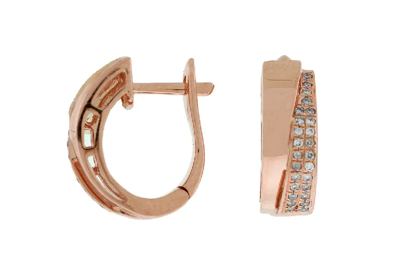 Rose Gold Hoop Earrings with Diamond Detail