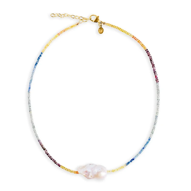 Ombre Sapphire Baroque Pearl Necklace