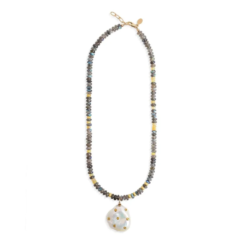 Sunset Yellow Sapphire Pearl Necklace