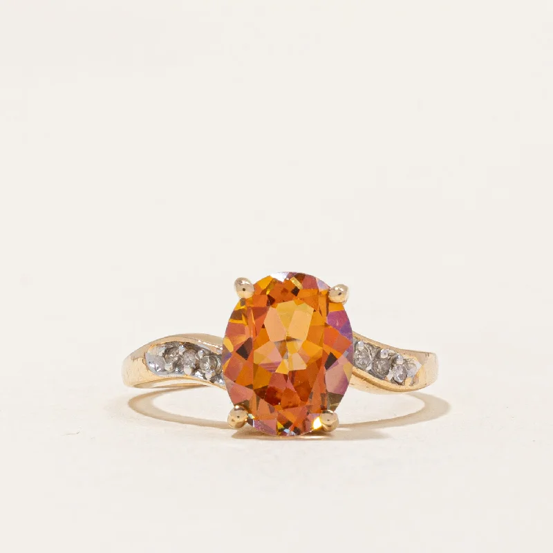 Peach Mystic Topaz & Diamond Ring | 3.60ct, 0.03ctw | SZ 6.75 |