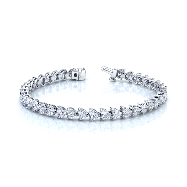 White Gold Heart Shape Straight Line Bracelet