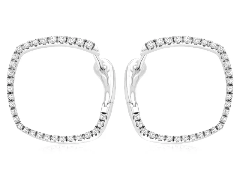 Square Shaped Diamond Hoop Earrings