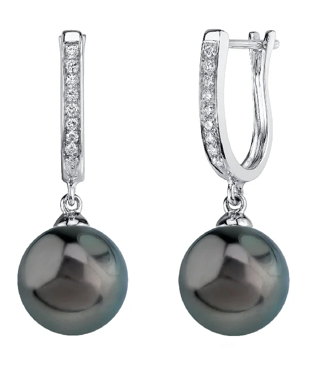 Black Tahitian Pearl & Diamond Captivate Dangle Earrings