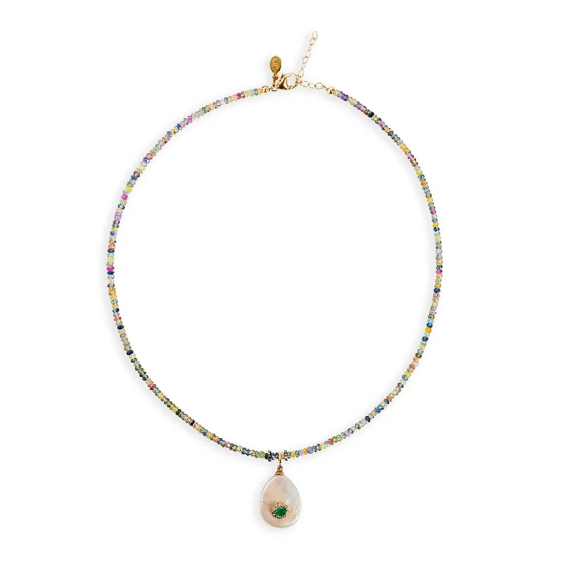 Gemburst Diamond Rainbow Sapphire Necklace