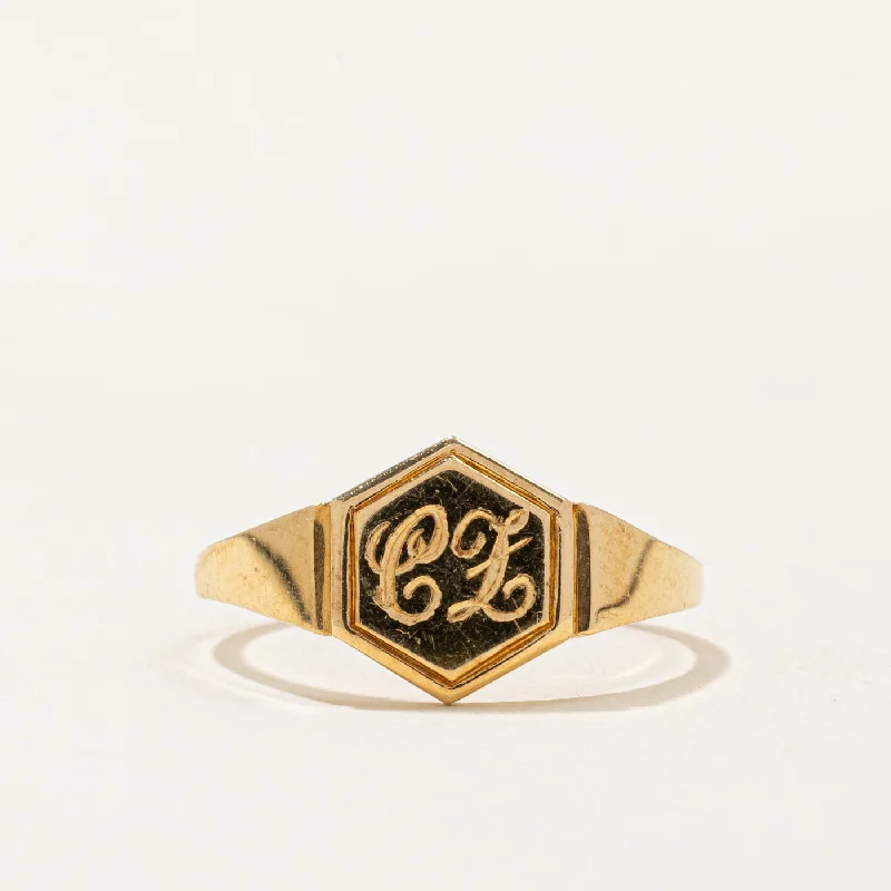 18k Yellow Gold 'CL' Initial Signet Ring | SZ 6.5 |