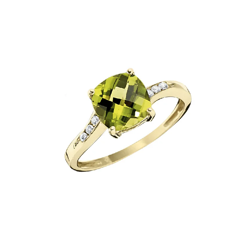 Bypass Peridot and Diamonds Ring