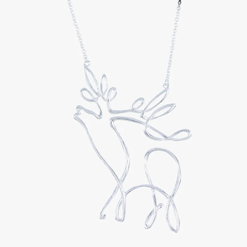 Sterling Silver Stag Line Necklace