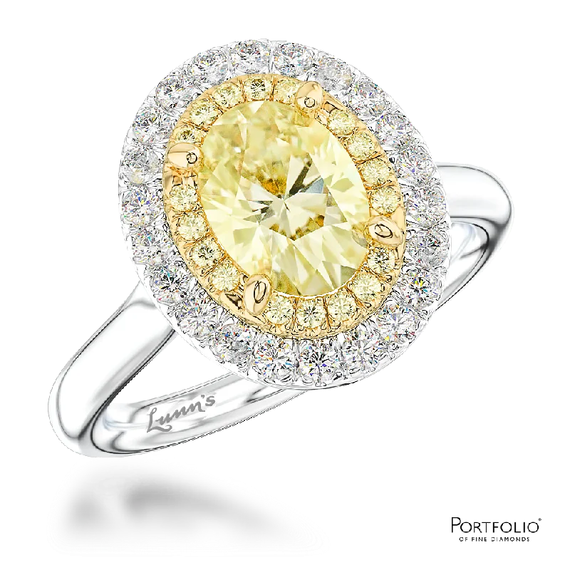 Cluster 1.15ct Fancy Light Yellow VS2 Yellow Diamond Platinum/Yellow Ring