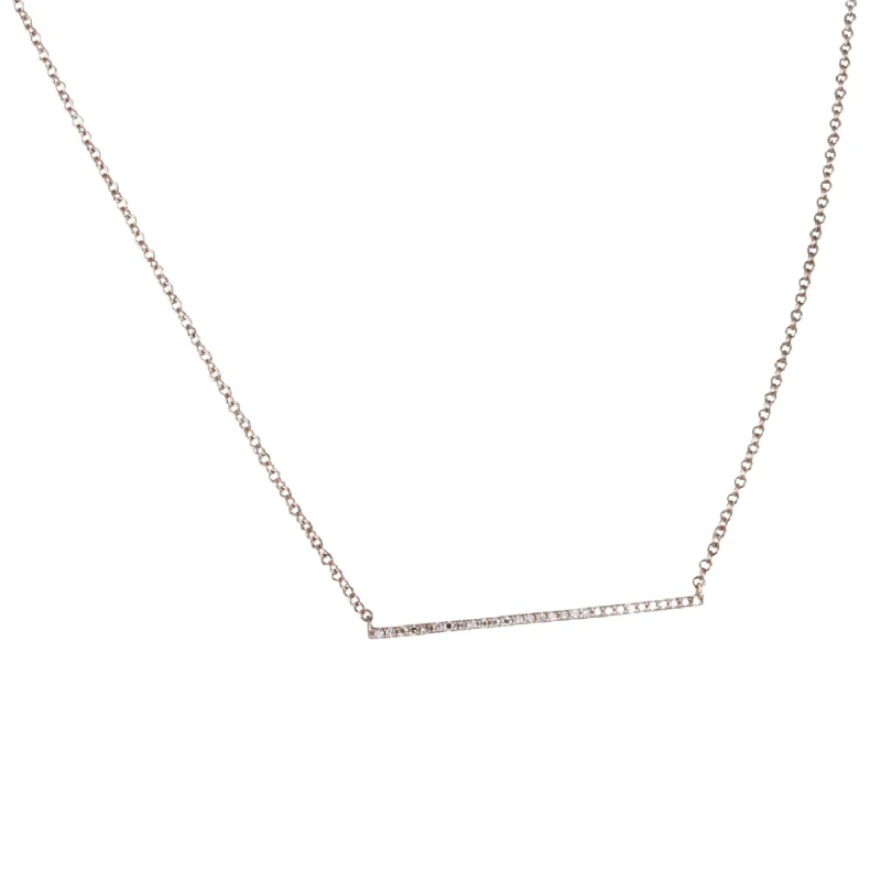 14K Solid Gold and Diamond Trapeze Necklace