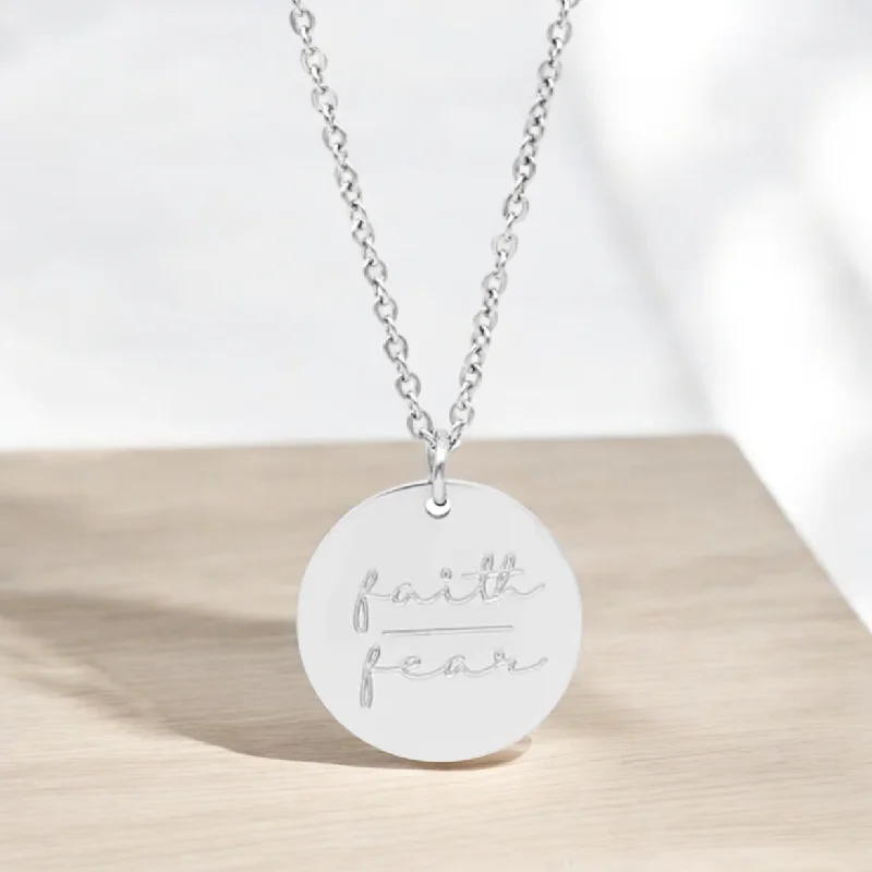 Beautiful Silver or Gold Faith Over Fear Necklace